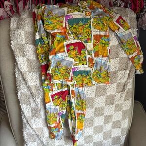 Kids Cartoon Turtle Pajama Set - Multicolor